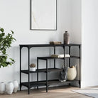Bijzettafel met bewerkt hout en metalen frame voor elegante ruimtes - Bijzettafels