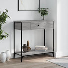 Bijzettafel met bewerkt hout en metalen frame voor elegante ruimtes - Grijs sonoma / 1 / 75 cm - Bijzettafels