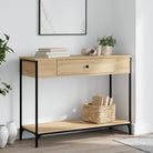 Bijzettafel met bewerkt hout en metalen frame voor elegante ruimtes - Sonoma eiken / 1 / 100 cm - Bijzettafels