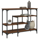 Bijzettafel met bewerkt hout en metalen frame voor elegante ruimtes - bruin eikenkleur / 1 - Bijzettafels