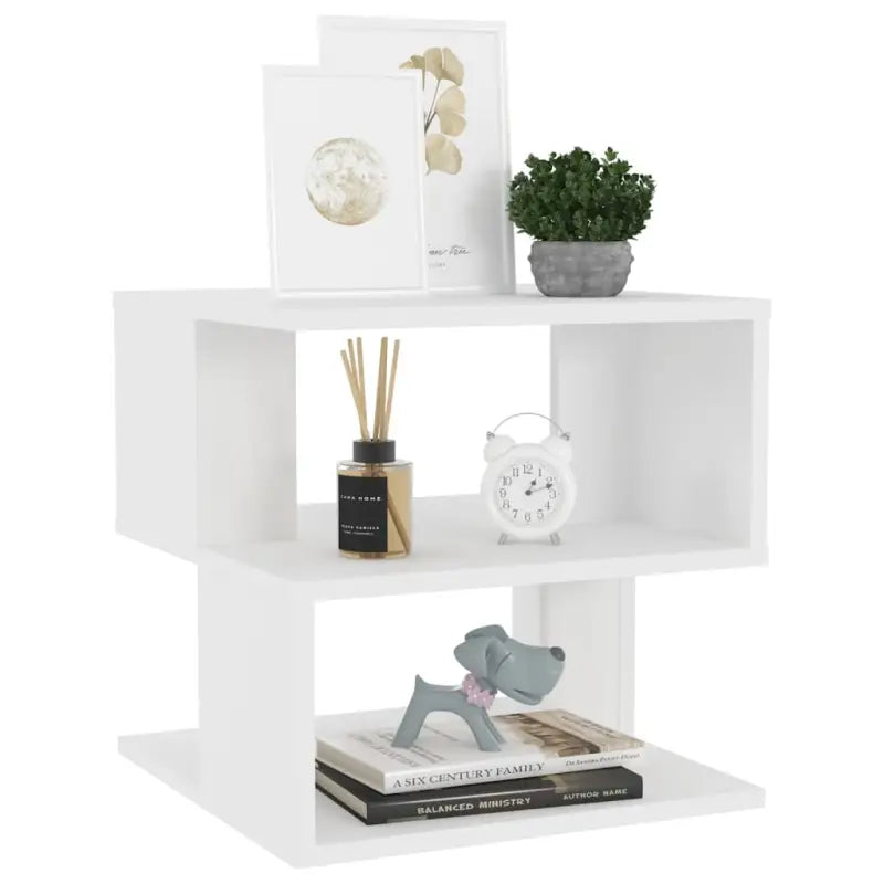 Bijzettafel met bewerkt hout en praktische schappen voor je woonkamer - Bijzettafels