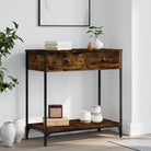Bijzettafel met bewerkt hout en verstelbare poten met metalen frame - Gerookt eiken / 1 / 75 cm - Bijzettafels