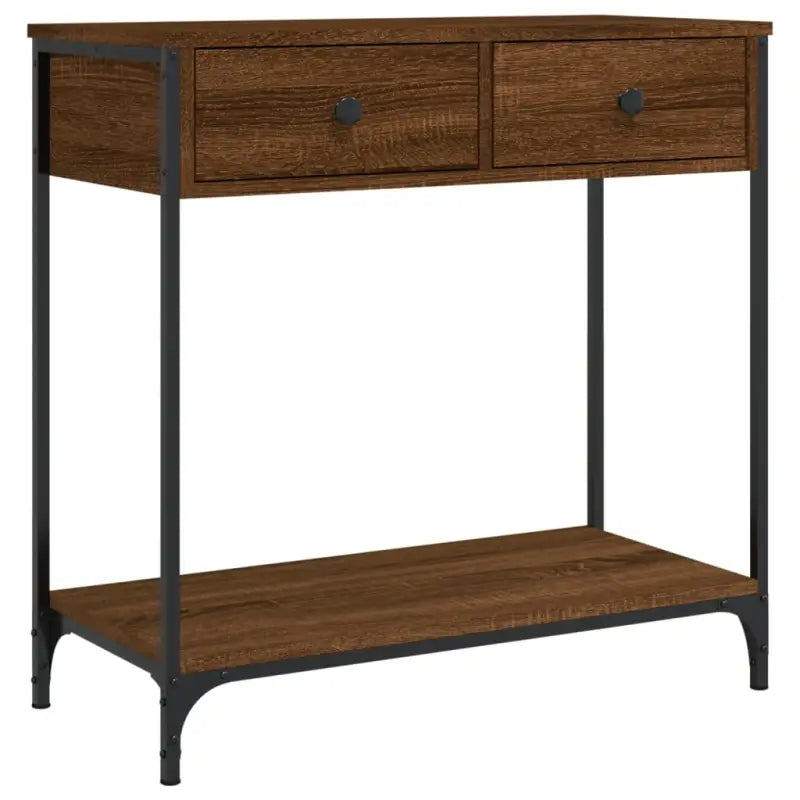 Bijzettafel met bewerkt hout en verstelbare poten met metalen frame - Bijzettafels