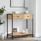Bijzettafel met bewerkt hout en verstelbare poten met metalen frame - Sonoma eiken / 1 / 75 cm - Bijzettafels