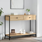 Bijzettafel met bewerkt hout en verstelbare poten met metalen frame - Sonoma eiken / 1 / 100 cm - Bijzettafels