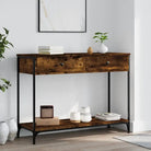 Bijzettafel met bewerkt hout en verstelbare poten met metalen frame - Gerookt eiken / 1 / 100 cm - Bijzettafels
