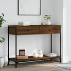 Bijzettafel met bewerkt hout en verstelbare poten met metalen frame - bruin eikenkleur / 1 / 100 cm - Bijzettafels