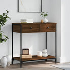 Bijzettafel met bewerkt hout en verstelbare poten met metalen frame - bruin eikenkleur / 1 / 75 cm - Bijzettafels