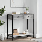 Bijzettafel met bewerkt hout en verstelbare poten met metalen frame - Grijs sonoma / 1 / 75 cm - Bijzettafels