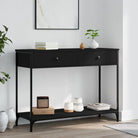 Bijzettafel met bewerkt hout en verstelbare poten met metalen frame - Zwart / 1 / 100 cm - Bijzettafels