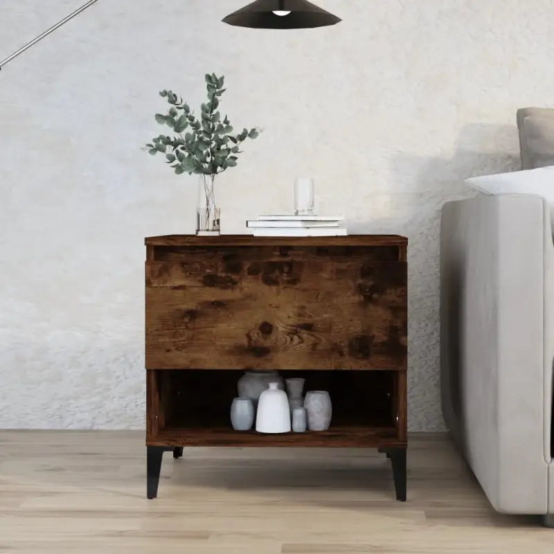 Bijzettafel met bewerkt hout voor een industriële woonkamer stijl - Gerookt eiken / 1 - Bijzettafels
