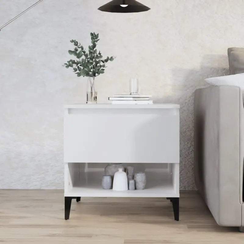 Bijzettafel met bewerkt hout voor een industriële woonkamer stijl - Hoogglans wit / 1 - Bijzettafels