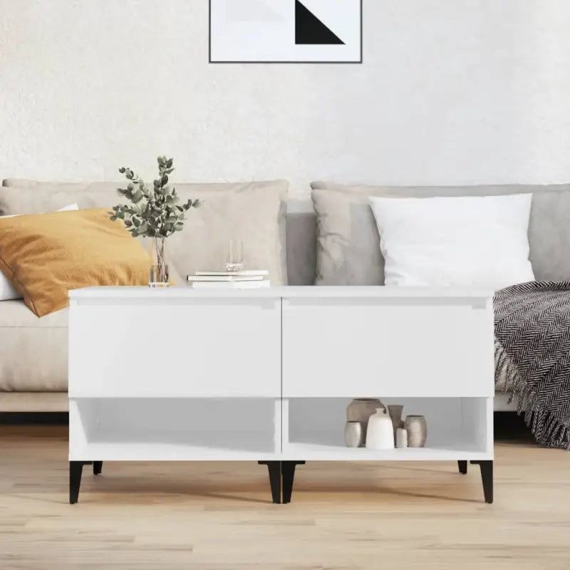Bijzettafel met bewerkt hout voor een industriële woonkamer stijl - Wit / 2 - Bijzettafels