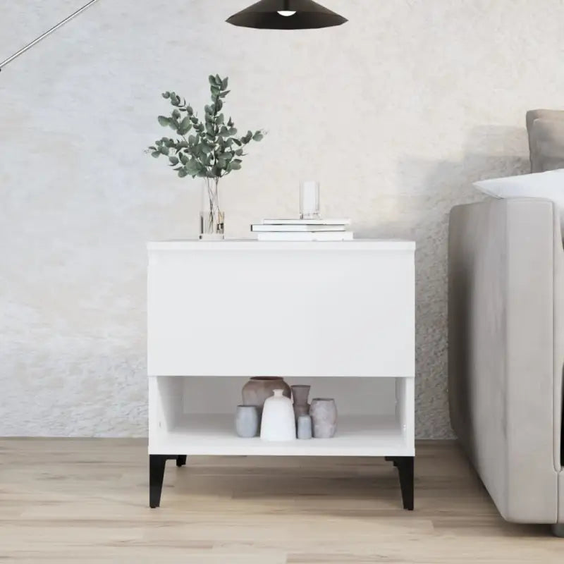 Bijzettafel met bewerkt hout voor een industriële woonkamer stijl - Wit / 1 - Bijzettafels
