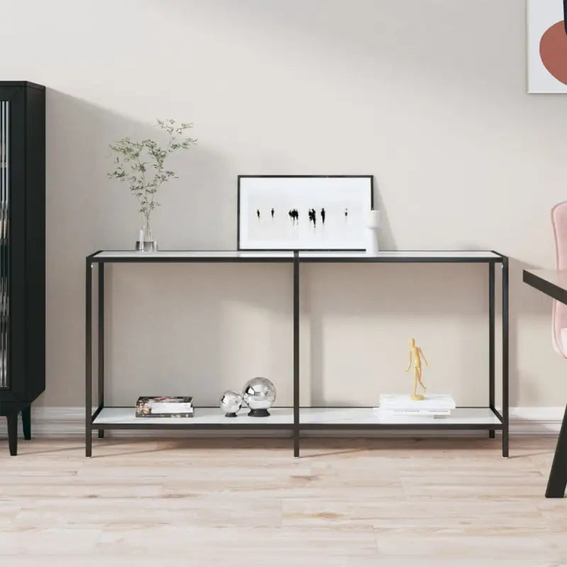 Bijzettafel met gehard glas en gepoedercoat staal voor stijlvolle uitstraling - Wit marmer / 1 / 160 cm - Bijzettafels