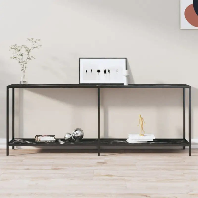 Bijzettafel met gehard glas en gepoedercoat staal voor stijlvolle uitstraling - Zwart marmer / 1 / 200 cm - Bijzettafels