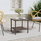 Bijzettafel met gehard glas en gepoedercoat stalen frame - Bruin / 1 - Bijzettafels