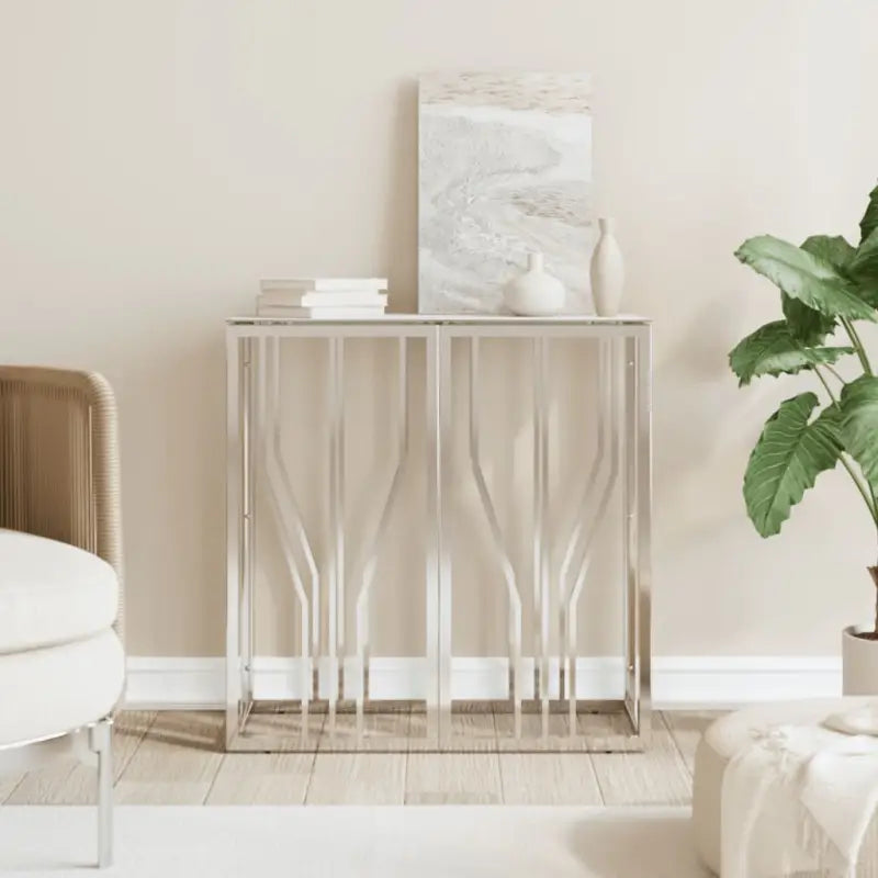 Bijzettafel met gehard glas en roestvrij staal in modern ontwerp - Zilver en wit / 1 / Glas - Bijzettafels