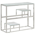 Bijzettafel met massief bielshout en roestvrij staal details - Zilver en wit / 1 / Glas - Bijzettafels