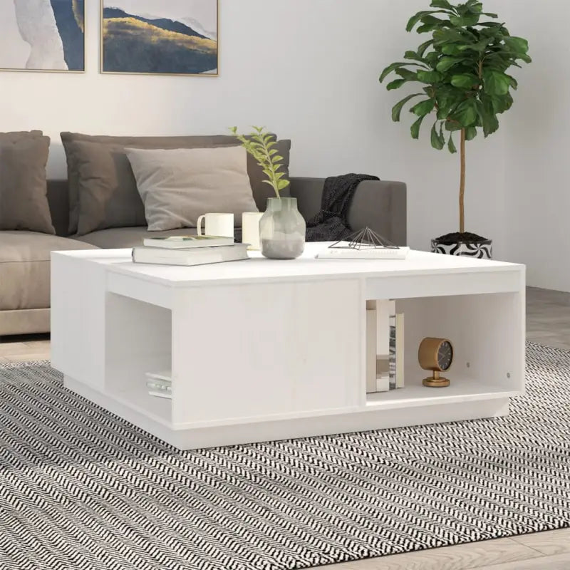 Bijzettafel met massief grenenhout voor een rustieke woonkamer sfeer - Wit / 100 x 101 x 40.5 cm / 1 - Salontafels