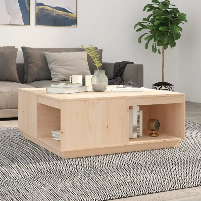 Bijzettafel met massief grenenhout voor een rustieke woonkamer sfeer - Naturel / 100 x 101 x 40.5 cm / 1 - Salontafels