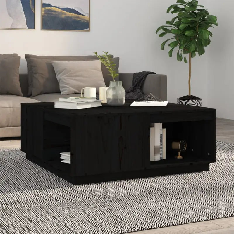 Bijzettafel met massief grenenhout voor een rustieke woonkamer sfeer - Zwart / 100 x 101 x 40.5 cm / 1 - Salontafels