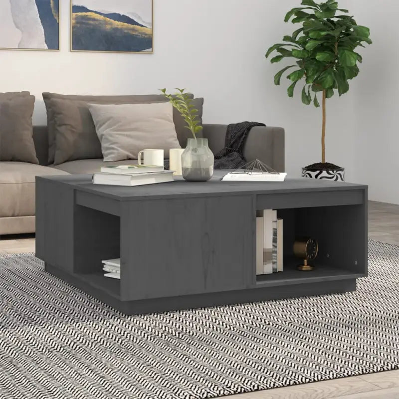 Bijzettafel met massief grenenhout voor een rustieke woonkamer sfeer - Grijs / 100 x 101 x 40.5 cm / 1 - Salontafels