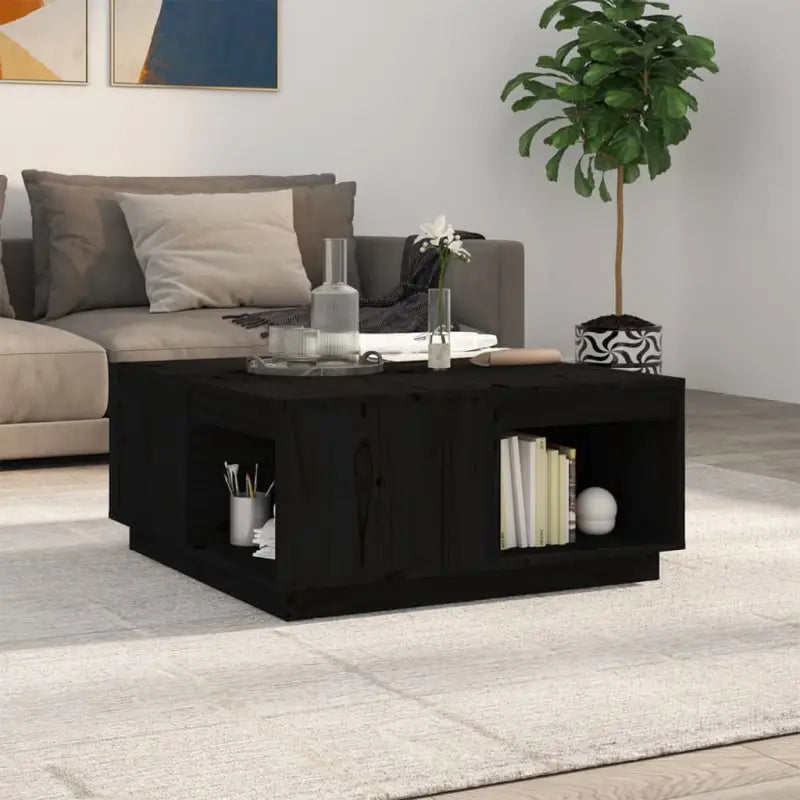 Bijzettafel met massief grenenhout voor een rustieke woonkamer sfeer - Zwart / 80 x 81 x 36.5 cm / 1 - Salontafels