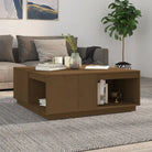 Bijzettafel met massief grenenhout voor een rustieke woonkamer sfeer - Honingbruin / 100 x 101 x 40.5 cm / 1
