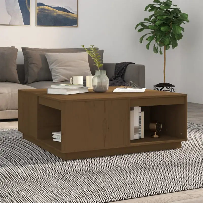 Bijzettafel met massief grenenhout voor een rustieke woonkamer sfeer - Honingbruin / 100 x 101 x 40.5 cm / 1