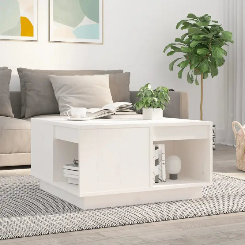 Bijzettafel met massief grenenhout voor een rustieke woonkamer sfeer - Wit / 60 x 61 x 32.5 cm / 1 - Salontafels