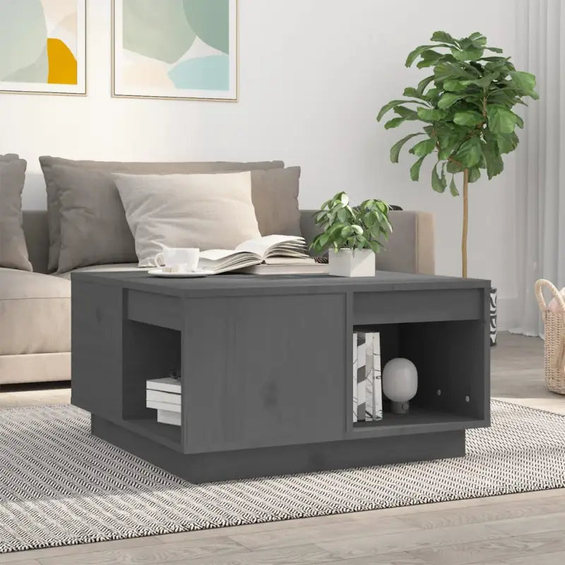 Bijzettafel met massief grenenhout voor een rustieke woonkamer sfeer - Grijs / 60 x 61 x 32.5 cm / 1 - Salontafels