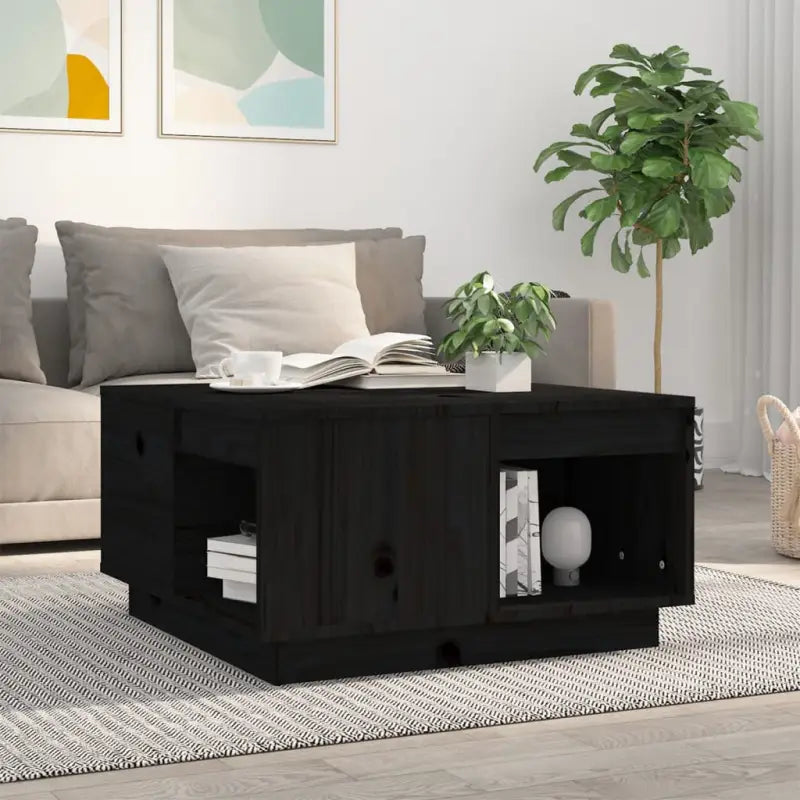 Bijzettafel met massief grenenhout voor een rustieke woonkamer sfeer - Zwart / 60 x 61 x 32.5 cm / 1 - Salontafels