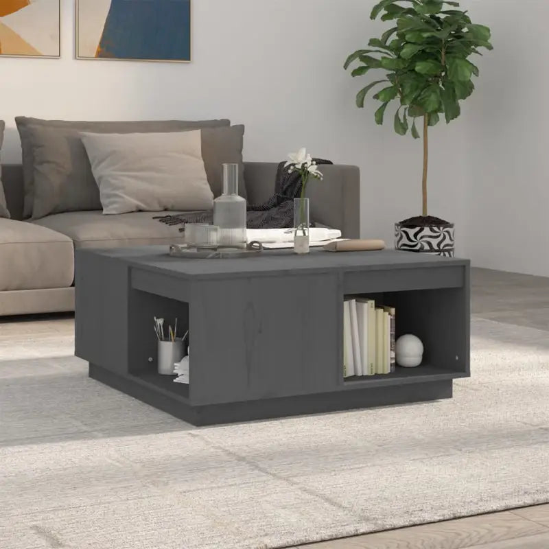 Bijzettafel met massief grenenhout voor een rustieke woonkamer sfeer - Grijs / 80 x 81 x 36.5 cm / 1 - Salontafels