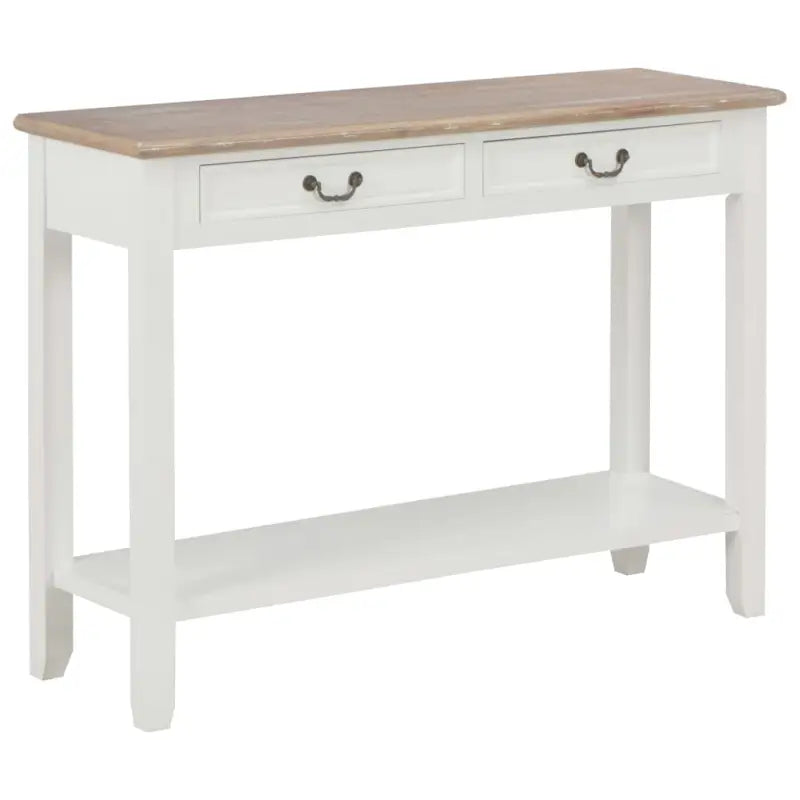 Bijzettafel met massief grenenhouten en paulownia fineer voor elegantie - Wit en bruin / 1 - Bijzettafels