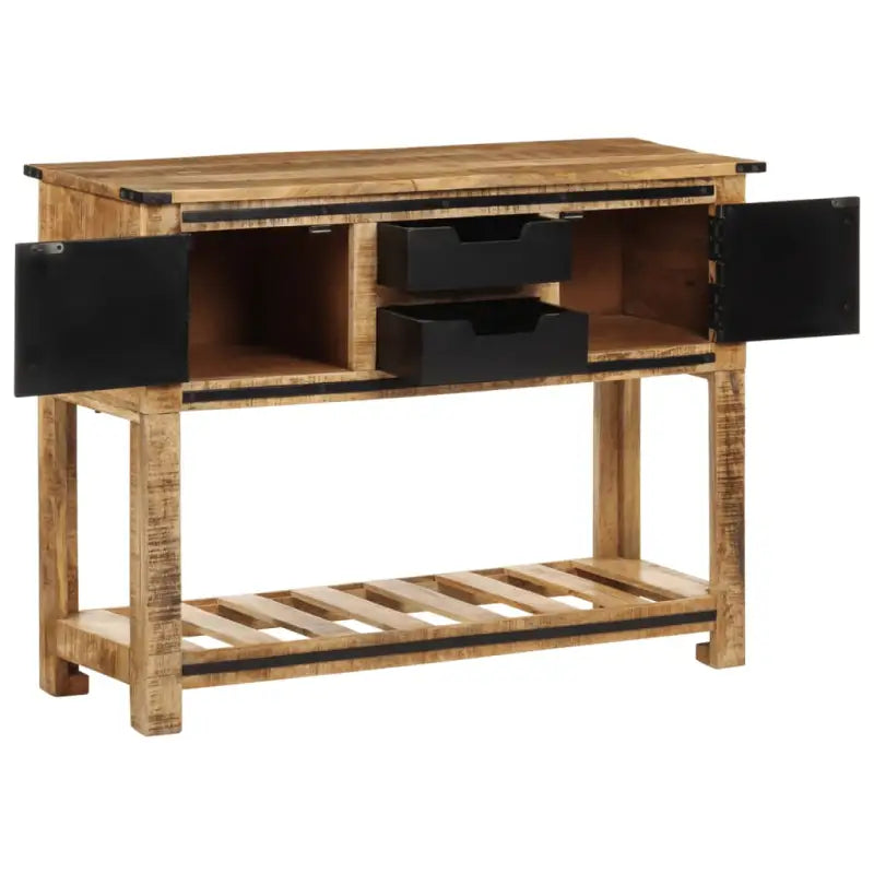Bijzettafel met massief mangohout en stevig tafelblad - 100 x 35 x 75 cm / 1 / zonder schap - Bijzettafels