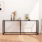 Bijzettafel van gehard glas en gepoedercoat staal voor een stijlvolle woonkamer - Doorzichtig / 1 / 180 cm