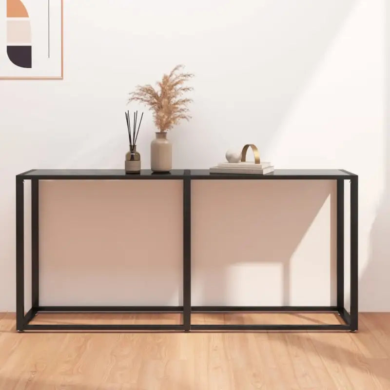 Bijzettafel van gehard glas en gepoedercoat staal voor een stijlvolle woonkamer - Zwart / 1 / 160 cm - Bijzettafels
