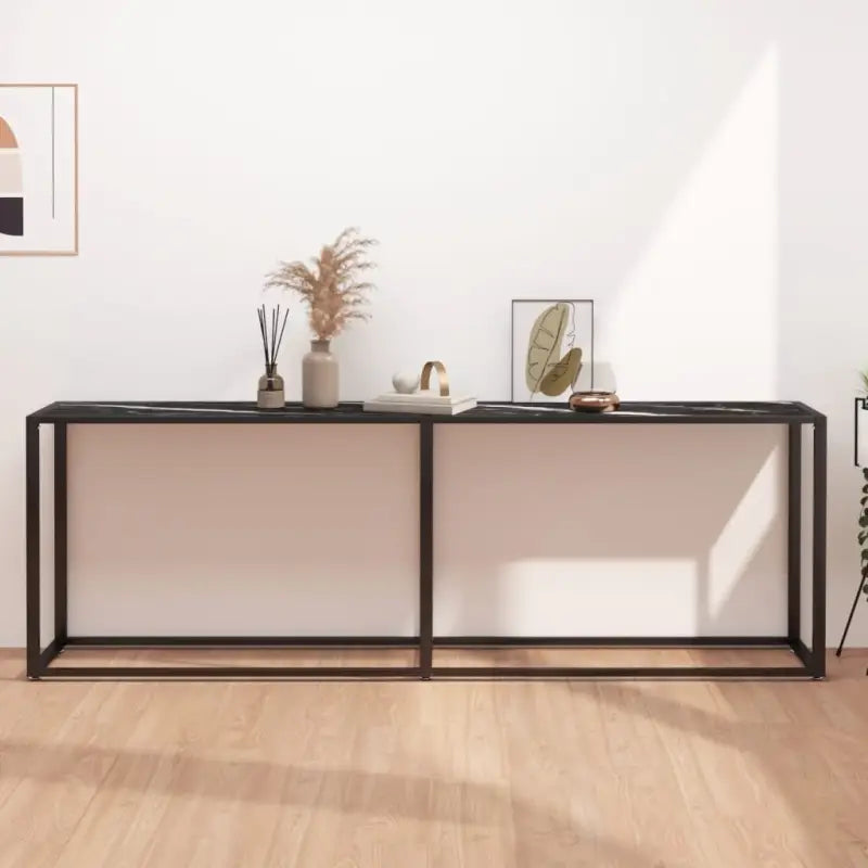 Bijzettafel van gehard glas en gepoedercoat staal voor een stijlvolle woonkamer - Zwart marmer / 1 / 220 cm