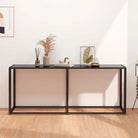 Bijzettafel van gehard glas en gepoedercoat staal voor een stijlvolle woonkamer - Zwart / 1 / 180 cm - Bijzettafels