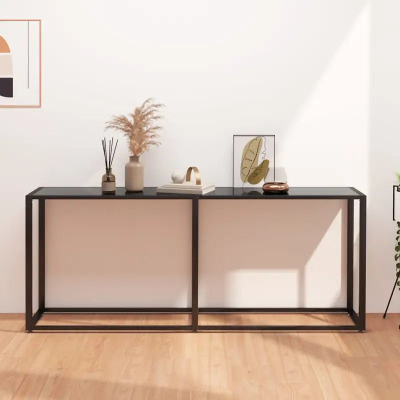 Bijzettafel van gehard glas en gepoedercoat staal voor een stijlvolle woonkamer - Zwart / 1 / 180 cm - Bijzettafels