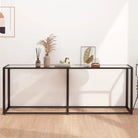 Bijzettafel van gehard glas en gepoedercoat staal voor een stijlvolle woonkamer - Doorzichtig / 1 / 200 cm