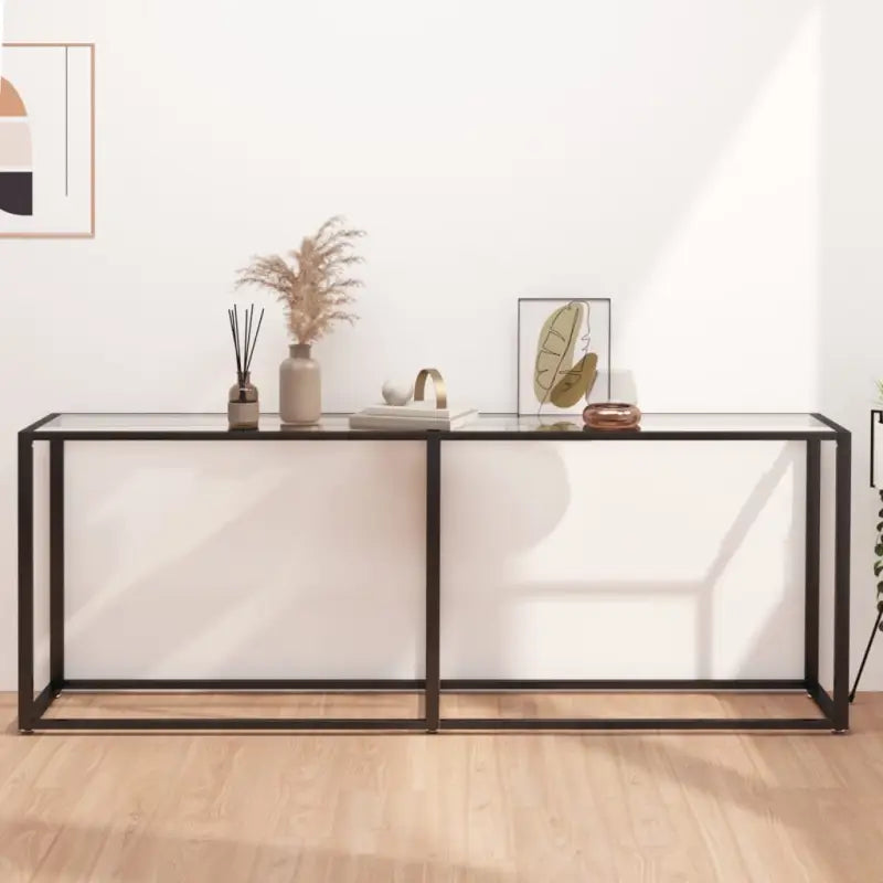 Bijzettafel van gehard glas en gepoedercoat staal voor een stijlvolle woonkamer - Doorzichtig / 1 / 200 cm
