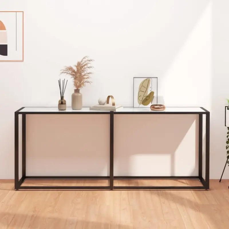Bijzettafel van gehard glas en gepoedercoat staal voor een stijlvolle woonkamer - Wit marmer / 1 / 180 cm - Bijzettafels