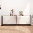 Bijzettafel van gehard glas en gepoedercoat staal voor een stijlvolle woonkamer - Doorzichtig / 1 / 220 cm