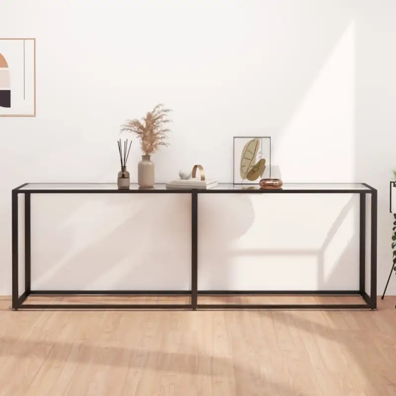 Bijzettafel van gehard glas en gepoedercoat staal voor een stijlvolle woonkamer - Doorzichtig / 1 / 220 cm