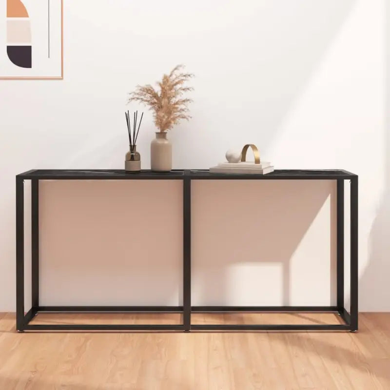 Bijzettafel van gehard glas en gepoedercoat staal voor een stijlvolle woonkamer - Zwart marmer / 1 / 160 cm