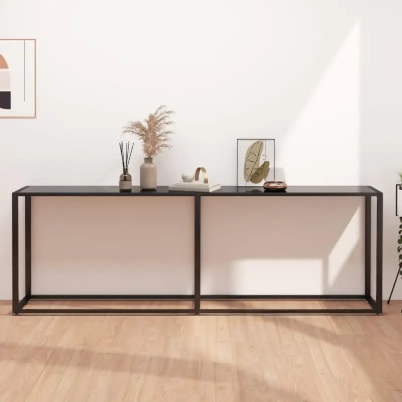 Bijzettafel van gehard glas en gepoedercoat staal voor een stijlvolle woonkamer - Zwart / 1 / 220 cm - Bijzettafels