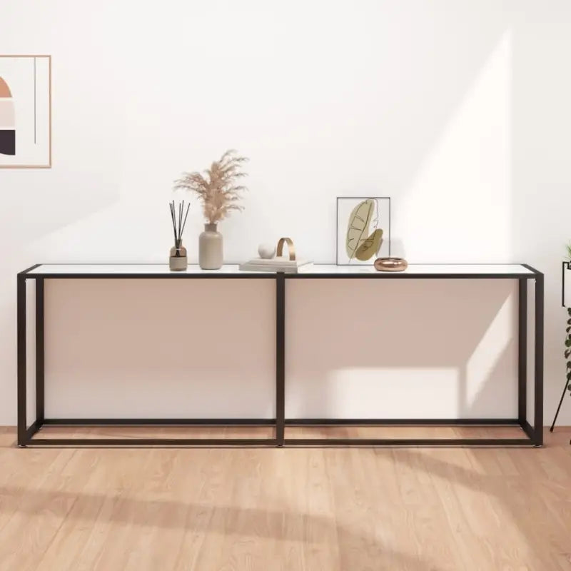 Bijzettafel van gehard glas en gepoedercoat staal voor een stijlvolle woonkamer - Wit marmer / 1 / 220 cm - Bijzettafels