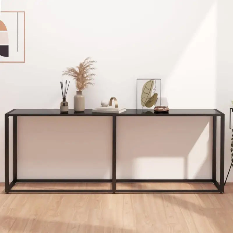 Bijzettafel van gehard glas en gepoedercoat staal voor een stijlvolle woonkamer - Zwart / 1 / 200 cm - Bijzettafels